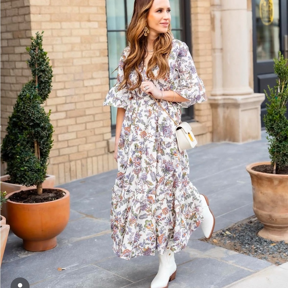 Hermoza Floral Print Cream Dress size M